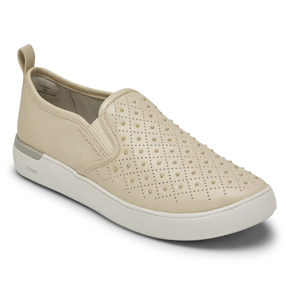 Rockport Slip-On For Womens Beige - truFLEX Parissa Studded Gore - XT2360985